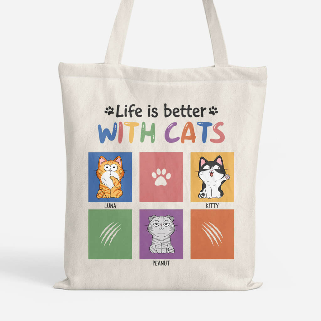 Personalized Life Is Much Better With Cats Tote Bag