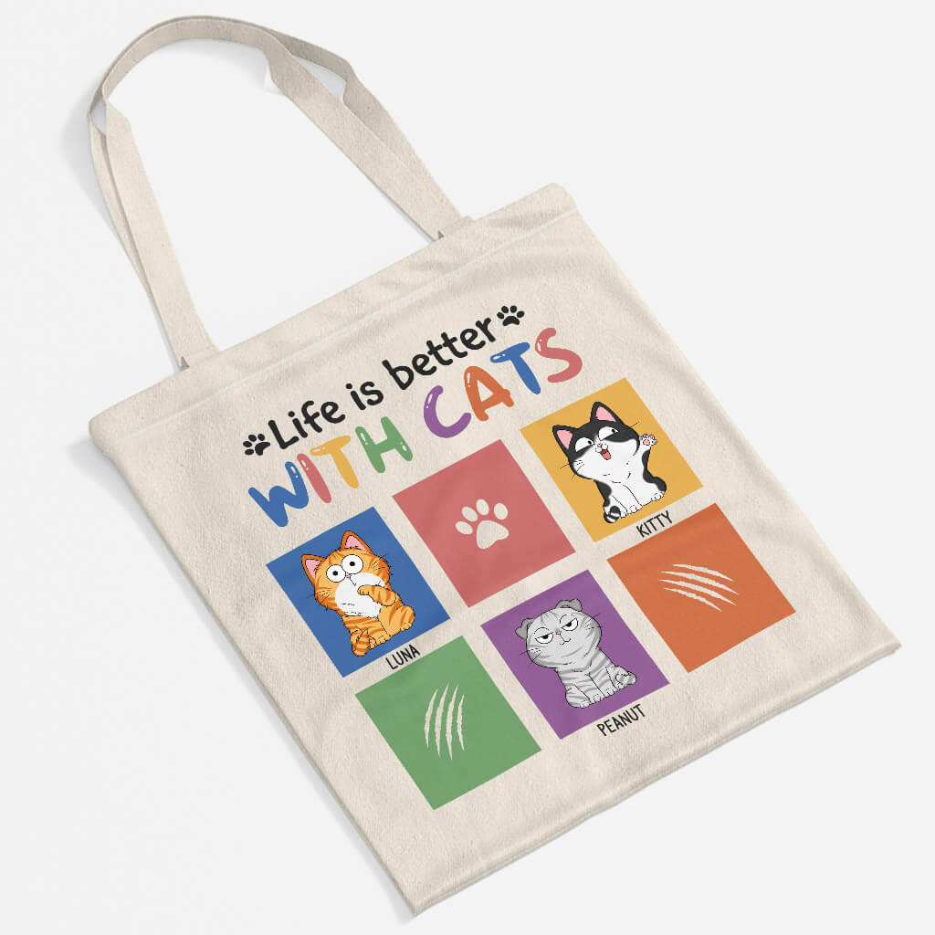 Personalized Life Is Much Better With Cats Tote Bag