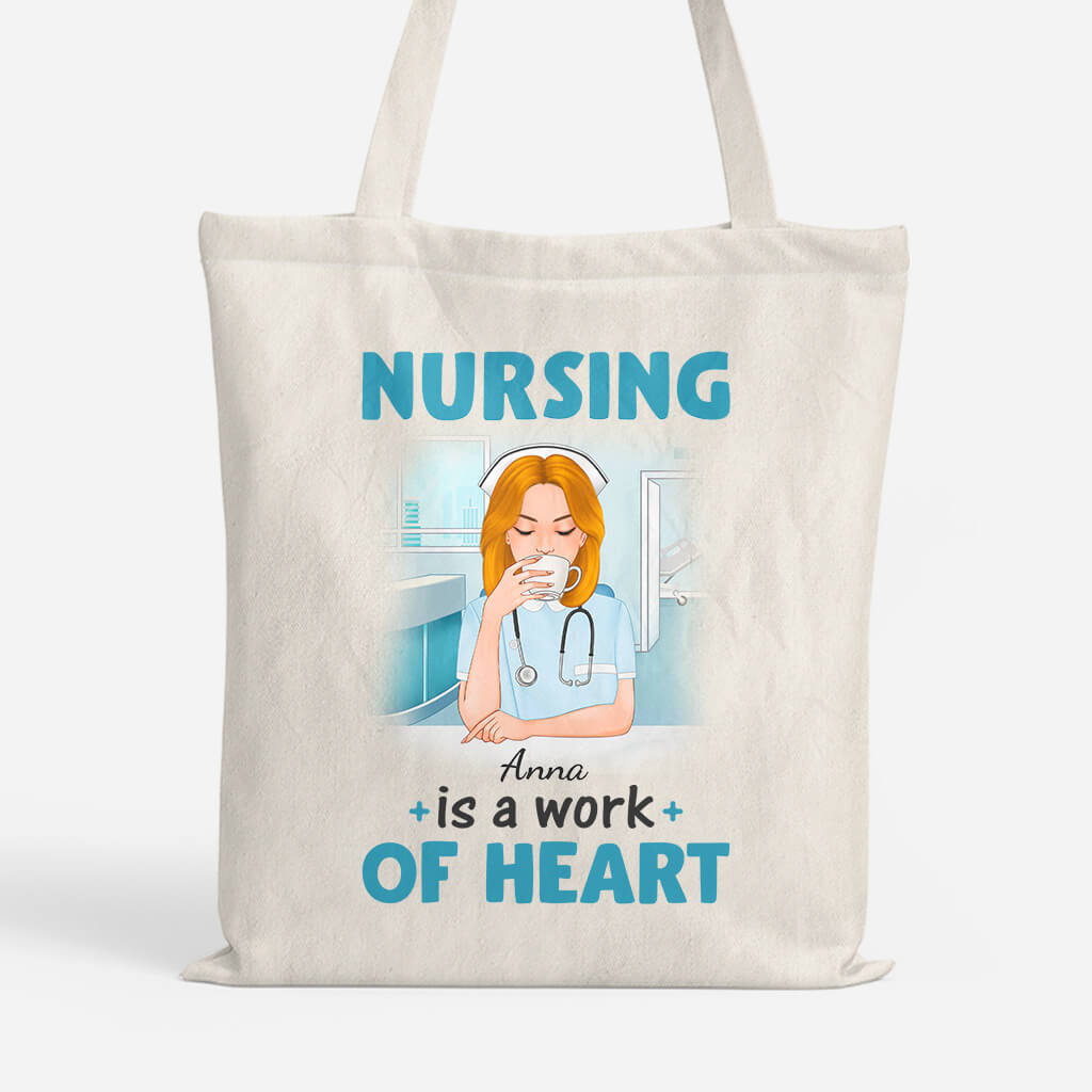 Personalized Nursing Is A Work Of Kind Heart Tote Bag