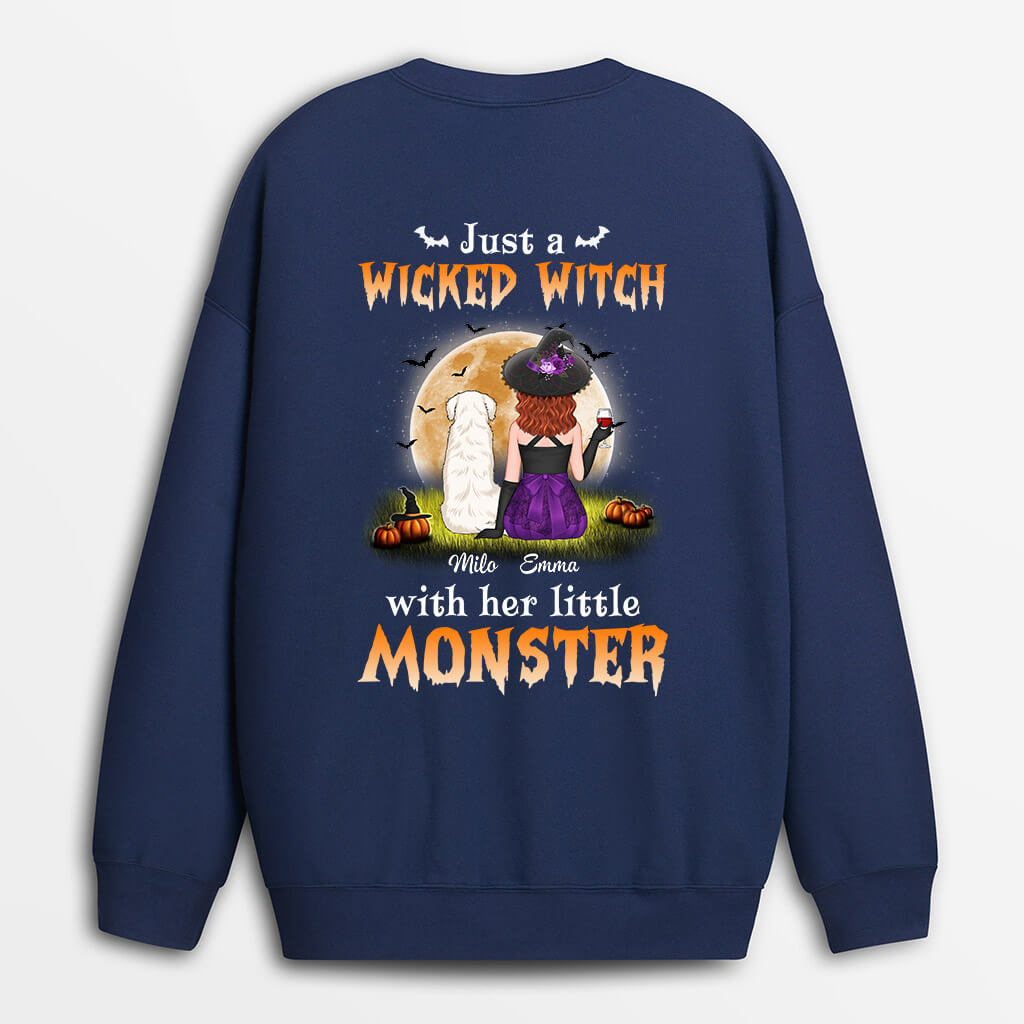 Just A Wicked Witch Halloween Sweatshirt - Personalized Dog Mom Gifts