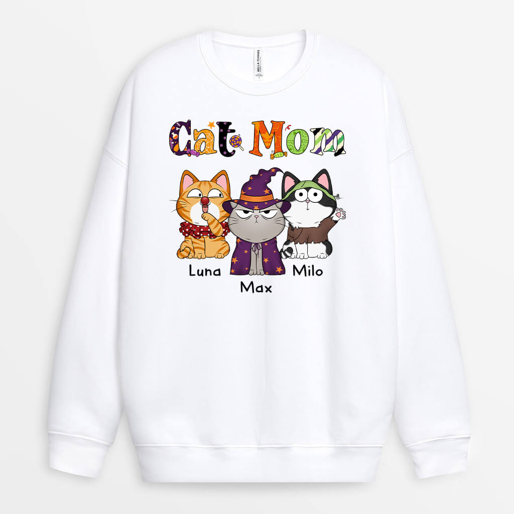 Personalized Halloween Cat Mom Sweatshirt