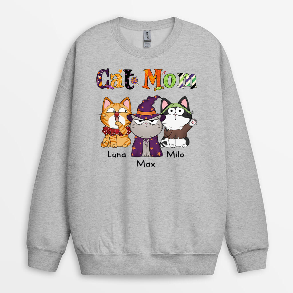 Personalized Halloween Cat Mom Sweatshirt