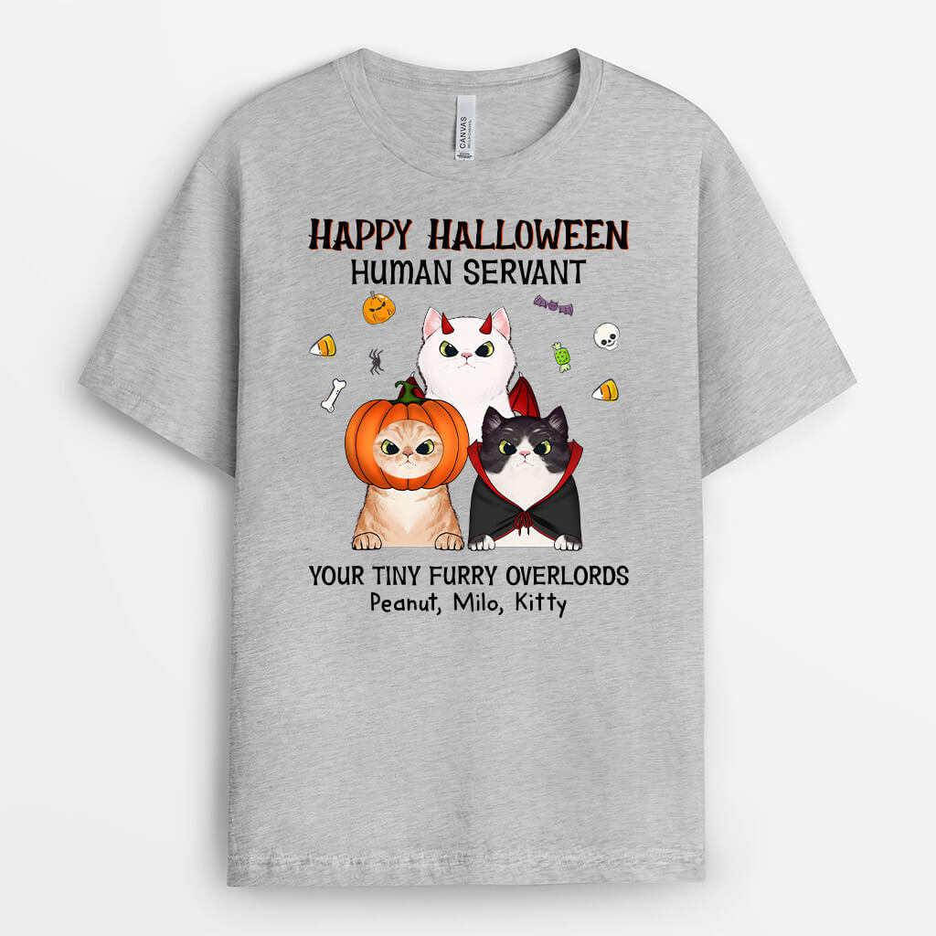 Happy Halloween Human Servant - Personalized Halloween Shirts for Cat Lovers