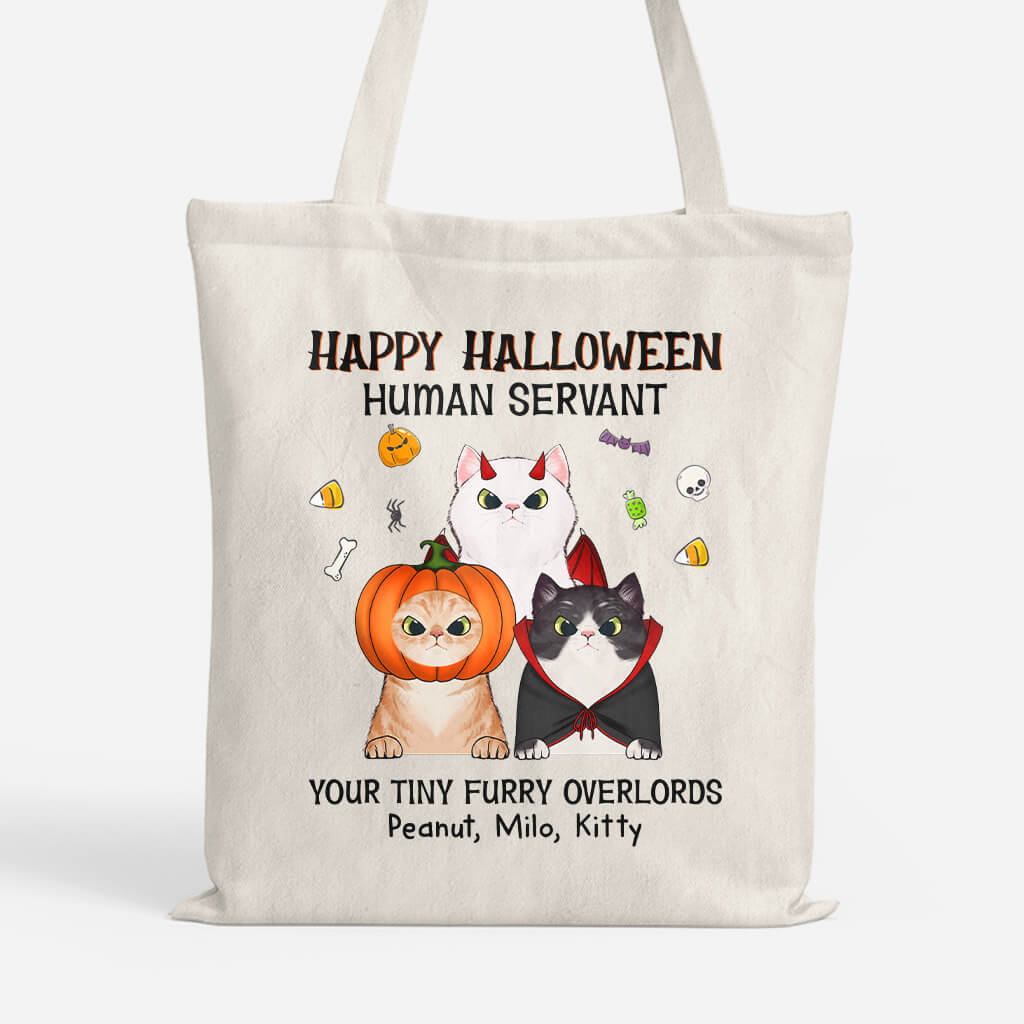 Personalized Happy Halloween Human Servant From Cat Tote Bag