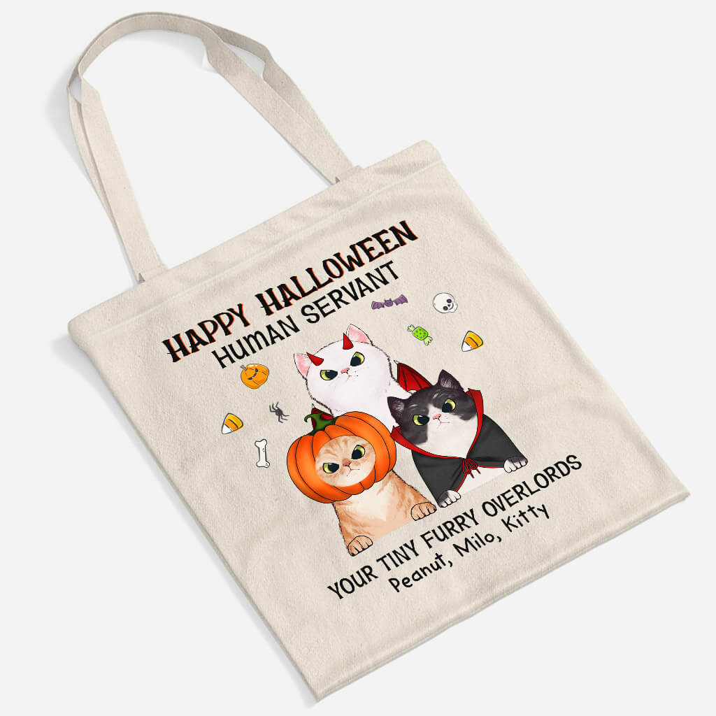 Personalized Happy Halloween Human Servant From Cat Tote Bag