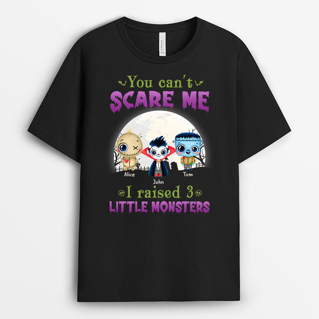 Personalized Can't Scare Me I Raised 3 Little Monsters T-Shirt
