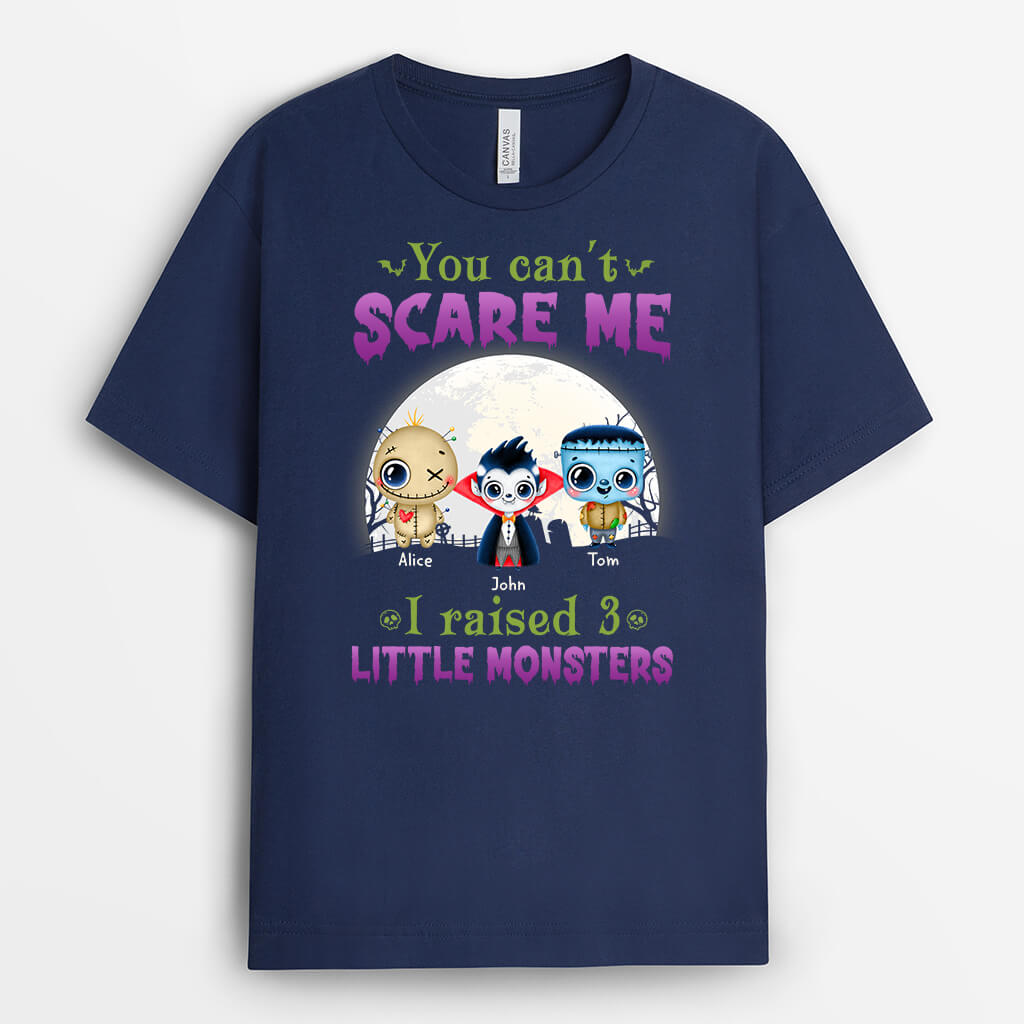 Personalized Can't Scare Me I Raised 3 Little Monsters T-Shirt