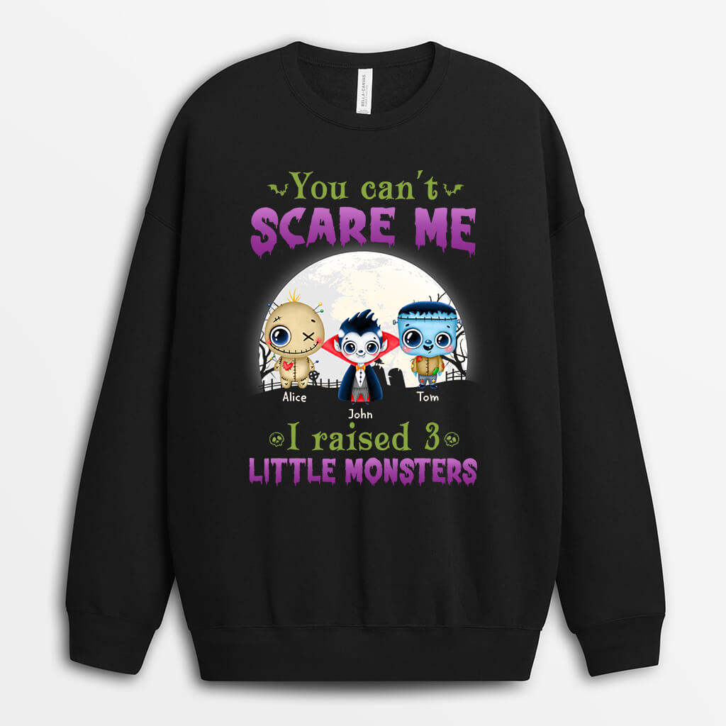 Personalized Can't Scare Me I Raised 3 Little Monsters Sweatshirt