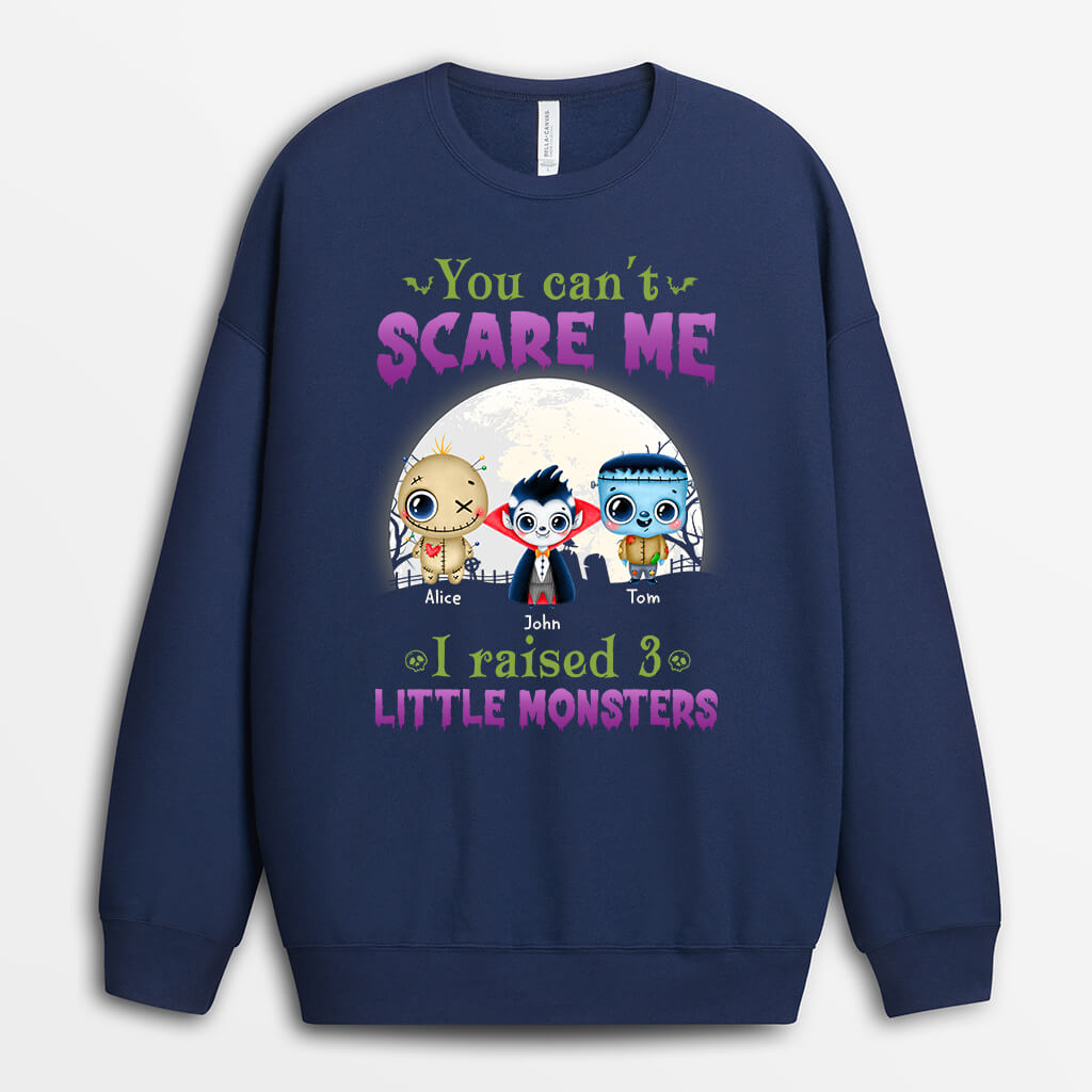 Personalized Can't Scare Me I Raised 3 Little Monsters Sweatshirt