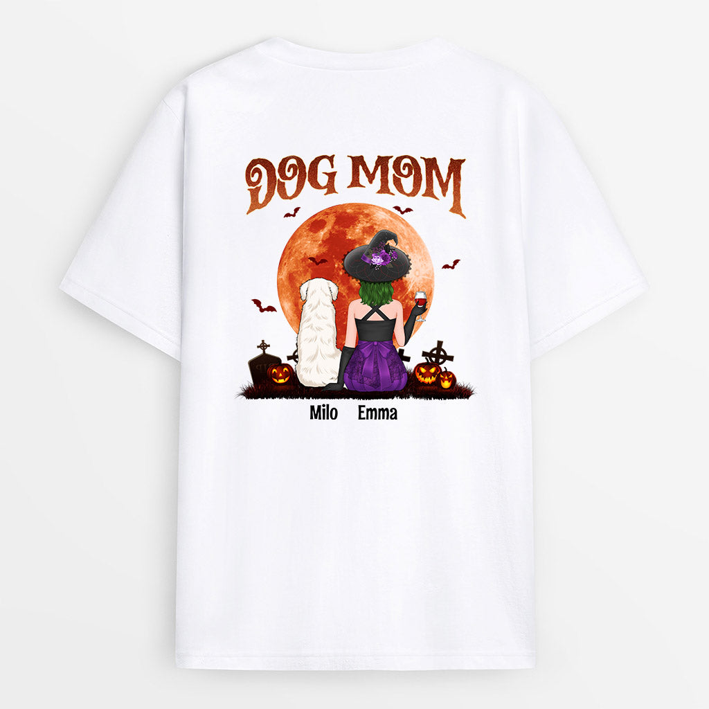 Dog Mom Red Moon - Personalized Halloween Shirts for Dog Lovers