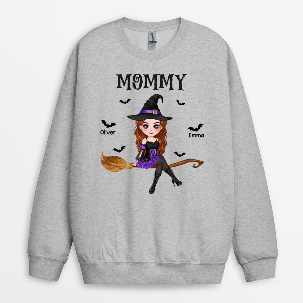 Personalized Mama Witch Sitting On Broom Sweatshirt
