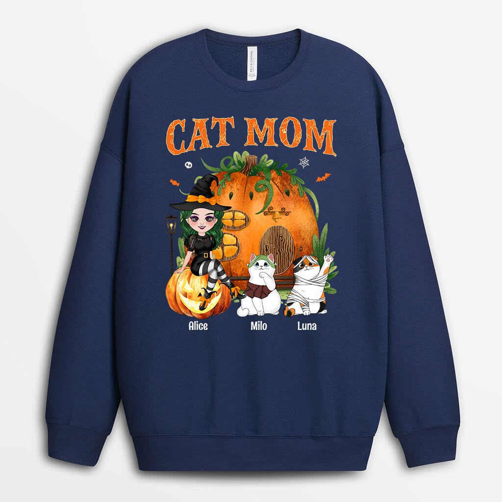 Personalized Cat Mom Halloween Sweatshirt