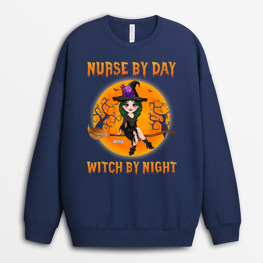 Personalized Nurse By Day Witch By Night Sweatshirt