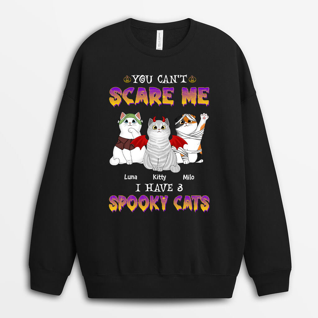 Personalized You Can't Scare Me I Have A Spooky Cat Sweatshirt