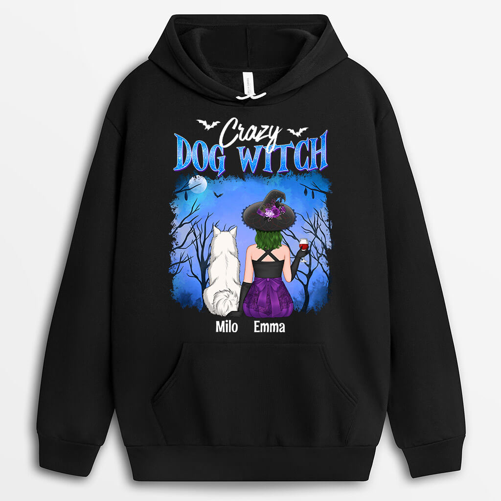 Crazy Dog Witch Hoodie - Personalized Dog Gifts For Owners