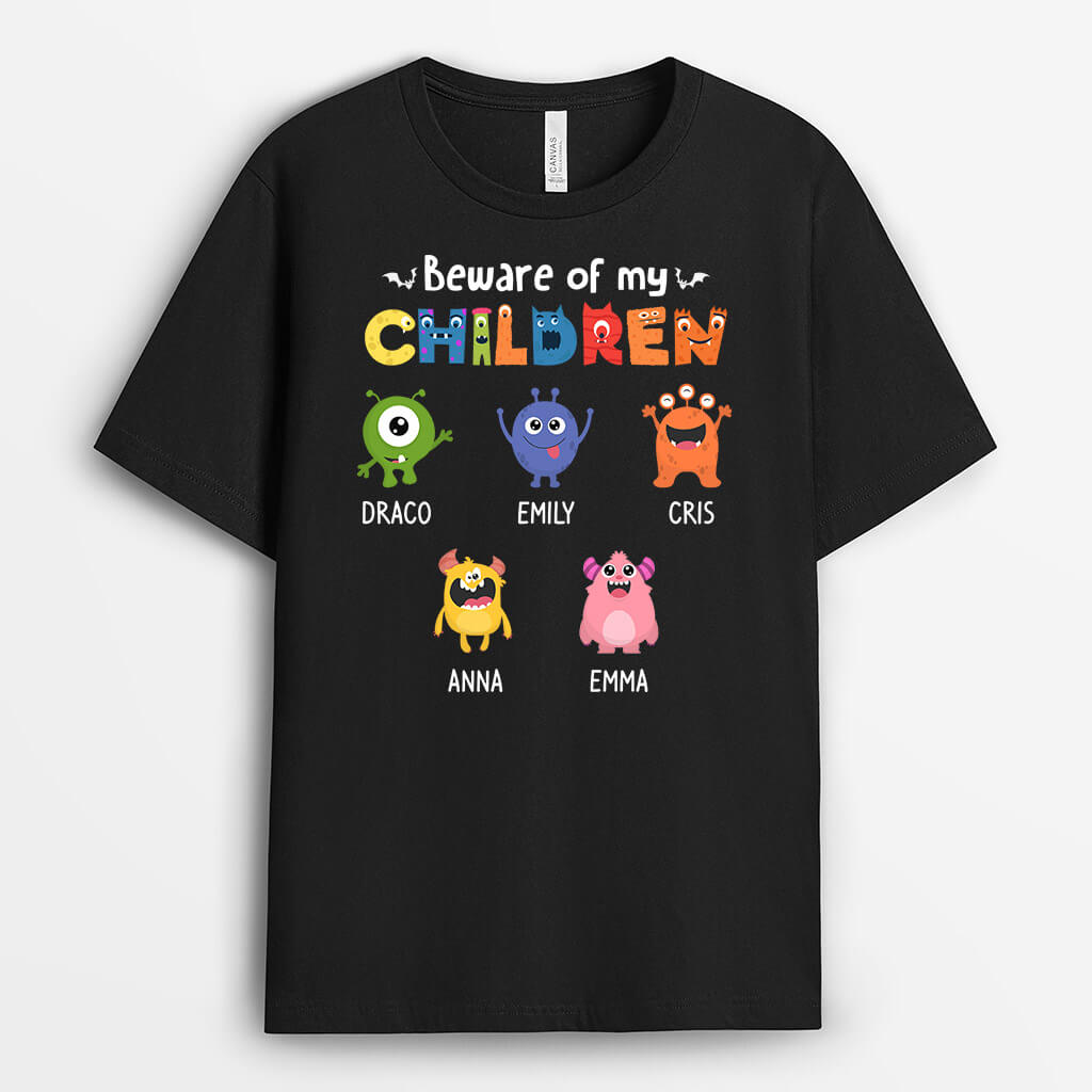 Personalized Beware Of My Grandkid Monsters T-Shirt