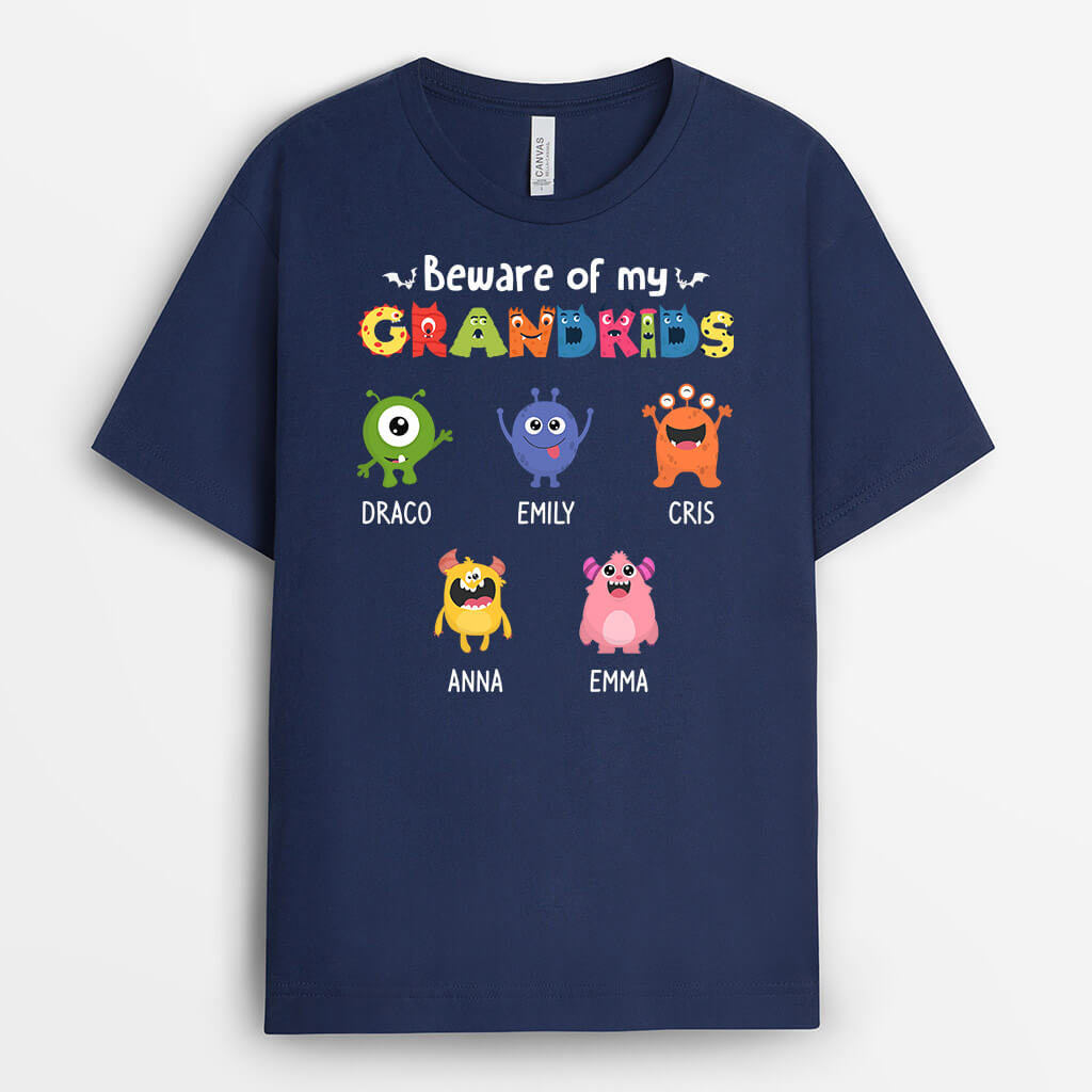 Personalized Beware Of My Grandkid Monsters T-Shirt