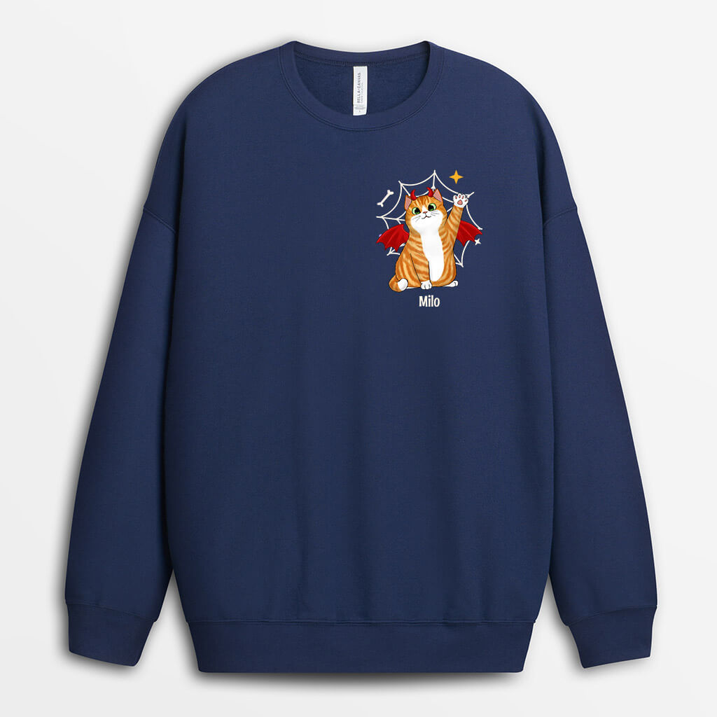 Personalized Halloween Cat Saying Hello Sweatshirt