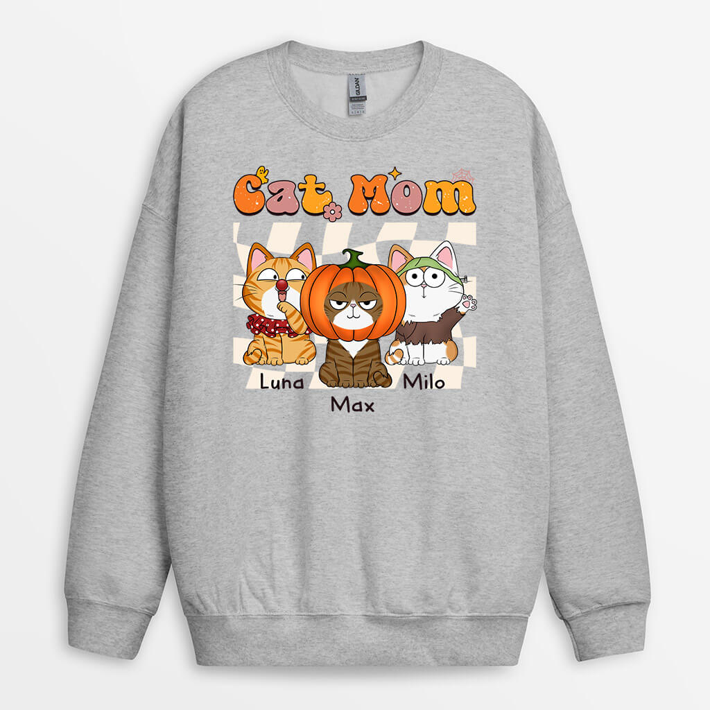 Personalized Cute Cat Mom Sweatshirt