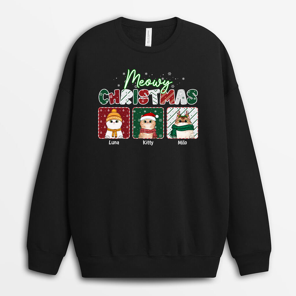 Personalized Meowy Christmas Sweatshirt