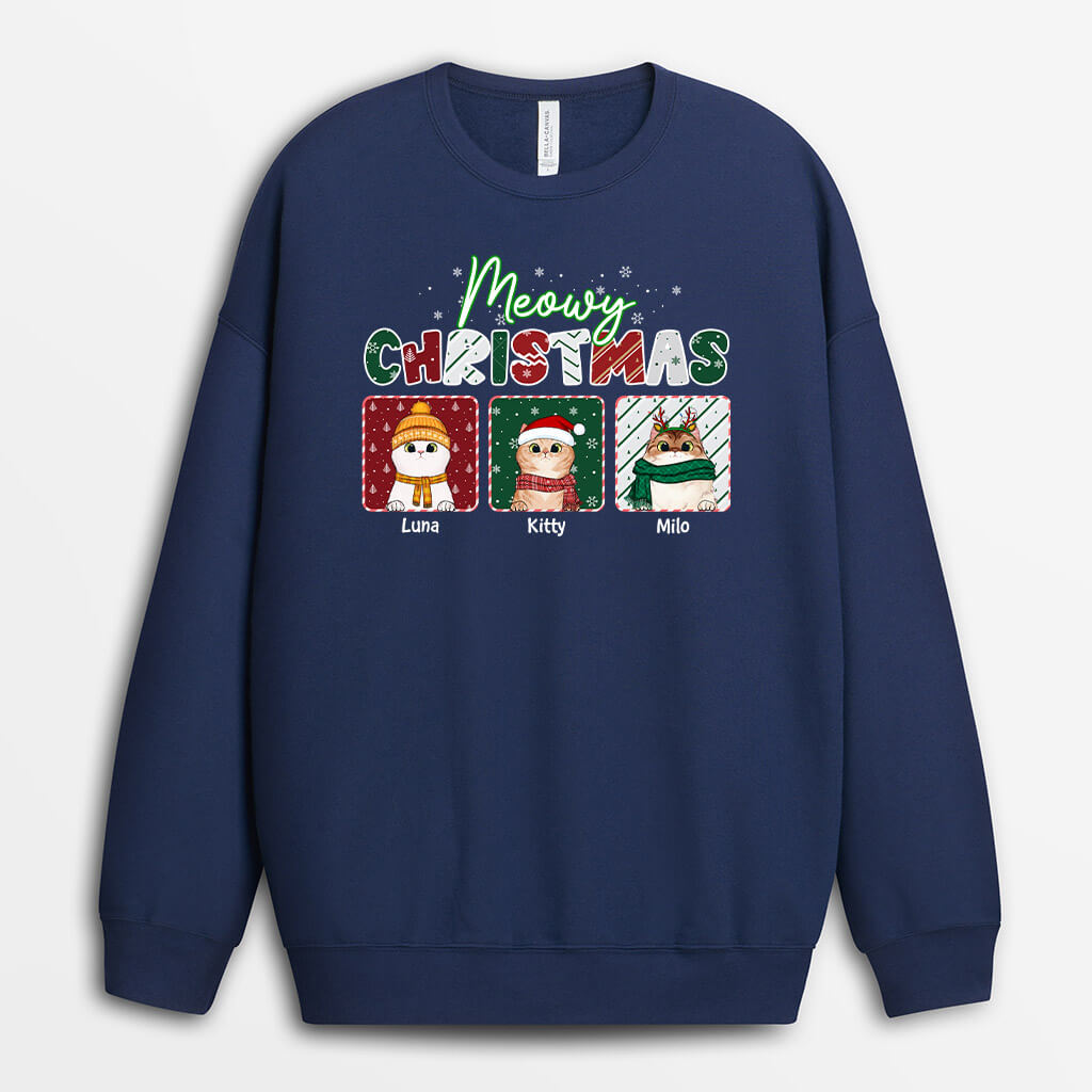 Personalized Meowy Christmas Sweatshirt