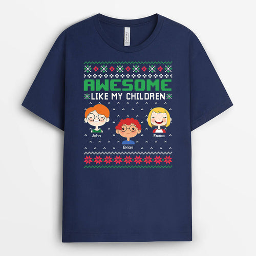 Awesome Like My Children | Customized Christmas Themed T Shirts