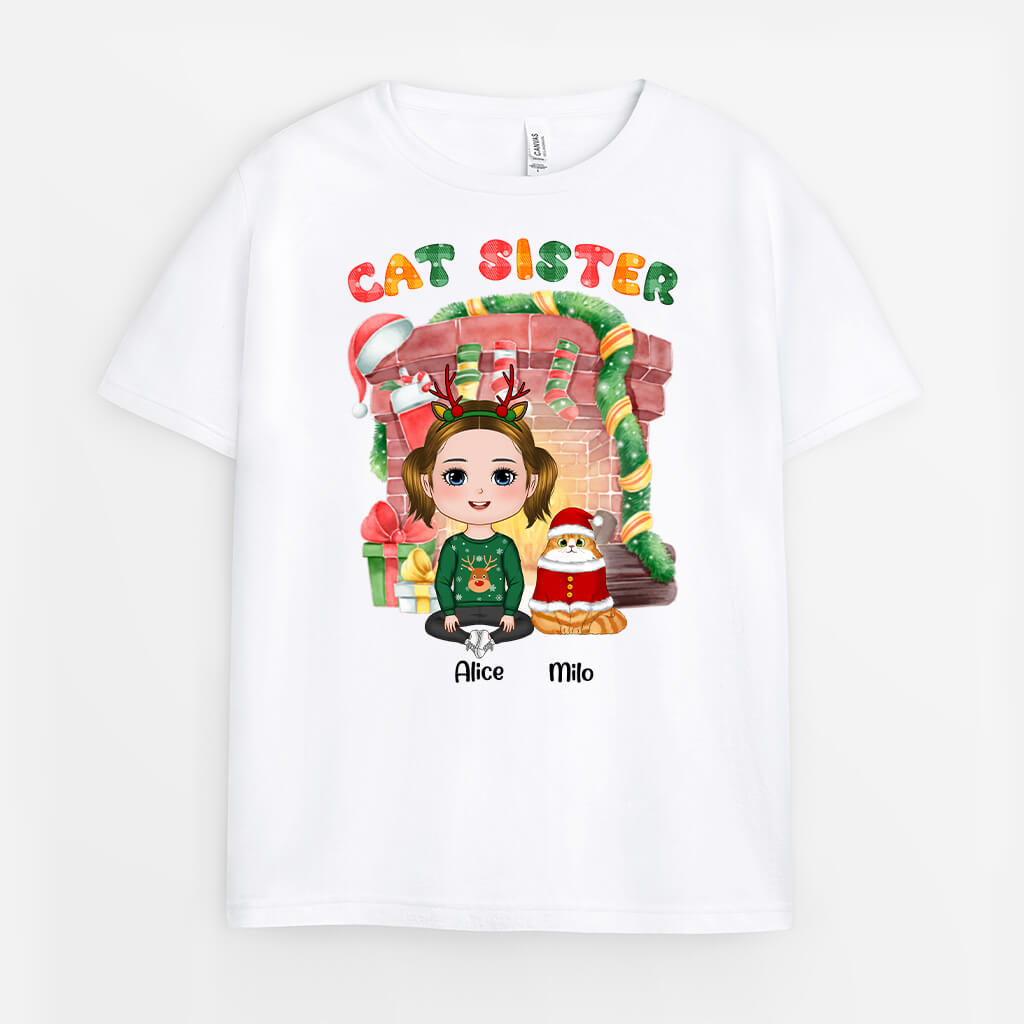 Personalized Cat Sister/Brother T-Shirt for Kids