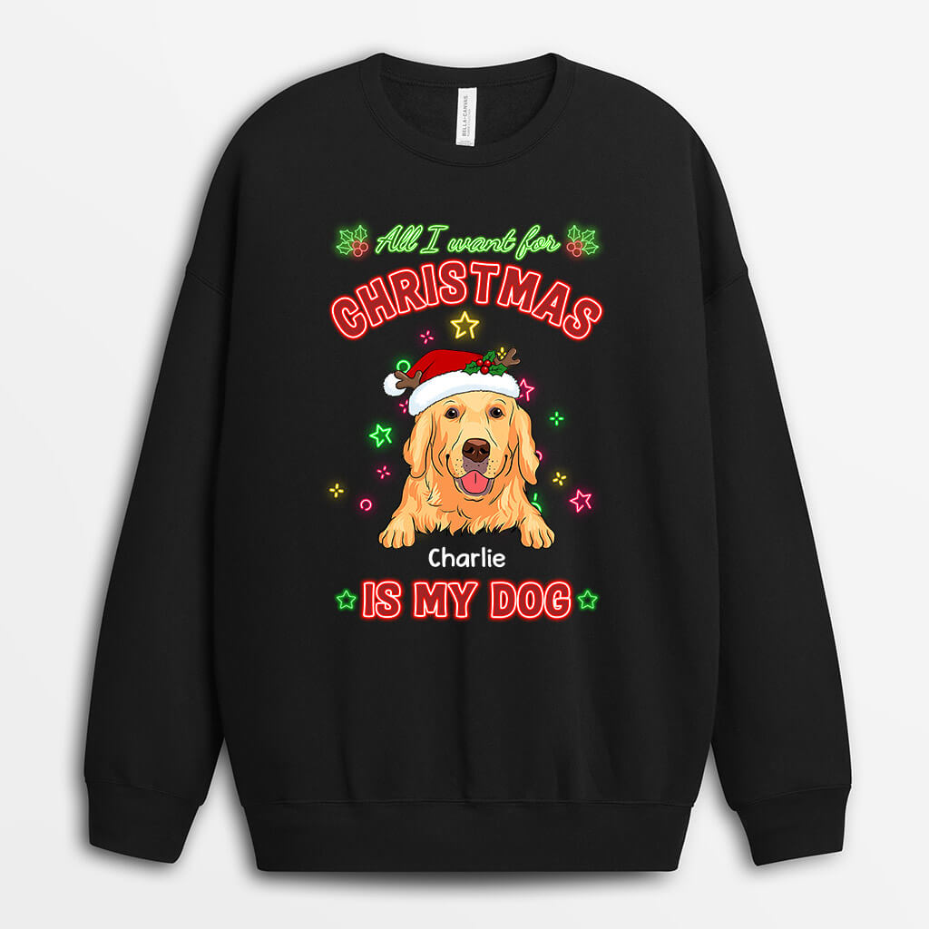 All I Want For Christmas Is My Dog Sweatshirt - Custom Dog Gift for Pet Lovers