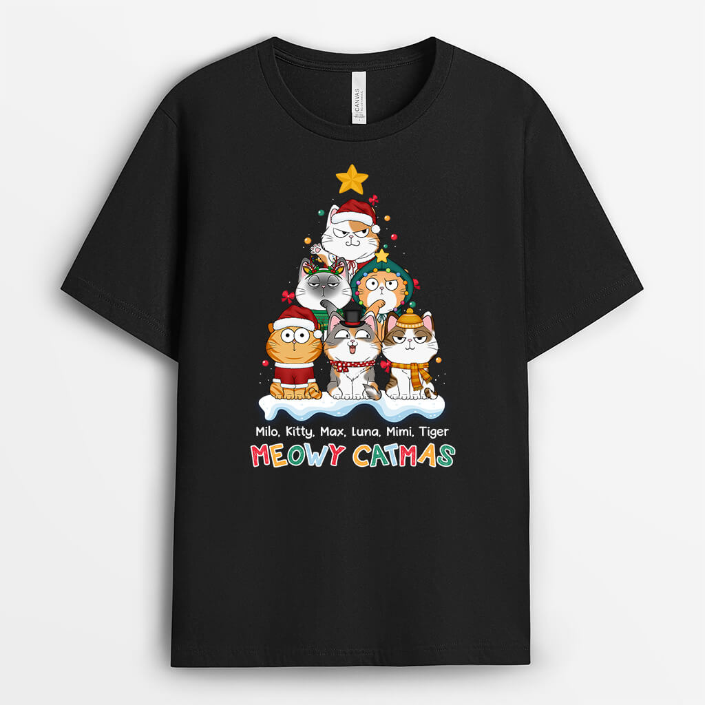 Personalized Meowy Catmas T-shirt