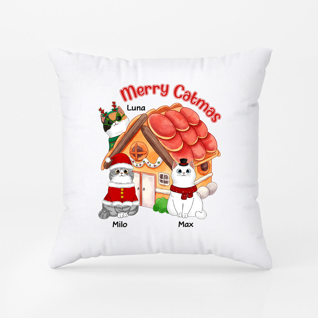 Personalized Merry Catmas Pillow