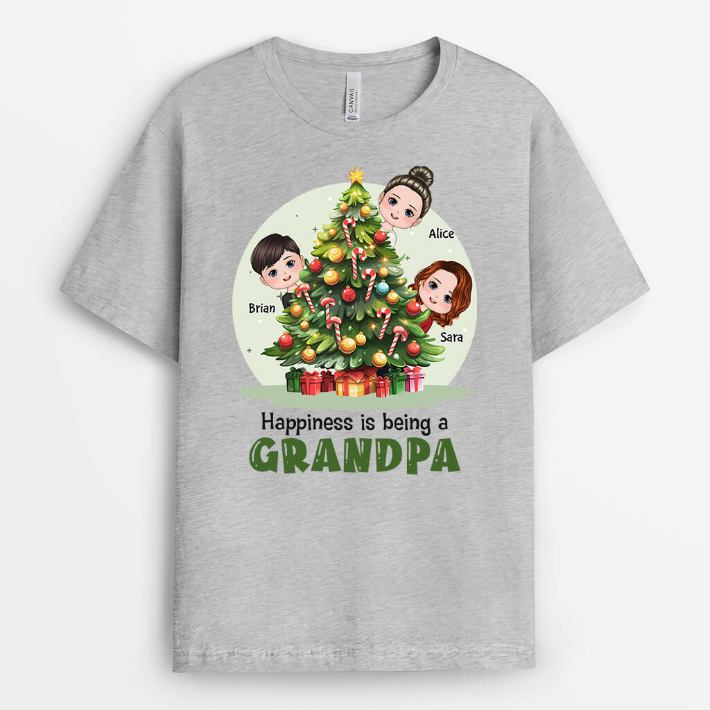 Happiness Is Being A Grandma - Customized Merry Christmas Tree Shirt