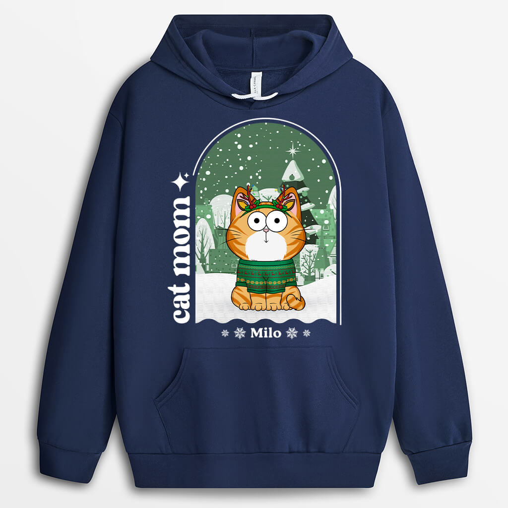 Personalized Cat Mom And Dad Christmas Hoodie