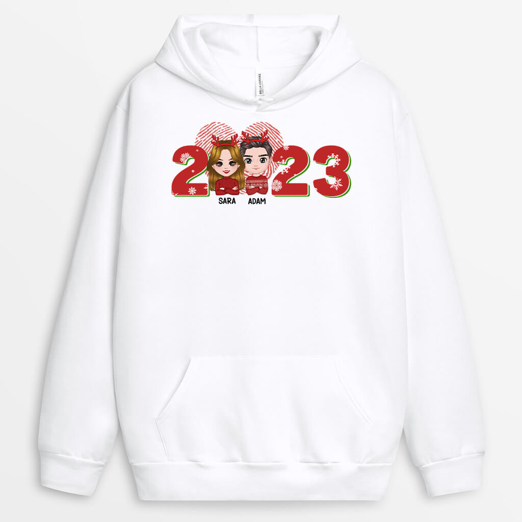 Personalized Christmas Couple Personalized With LOVE Word Hoodie