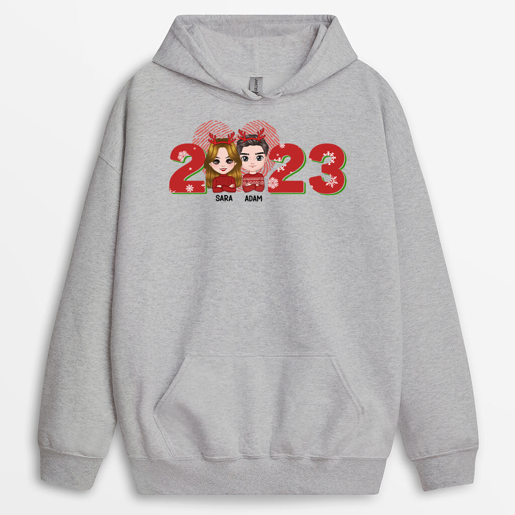 Personalized Christmas Couple Personalized With LOVE Word Hoodie