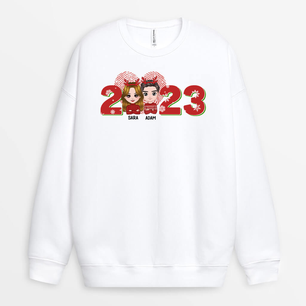 Personalized Christmas Couple Personalized With LOVE Word Sweatshirt