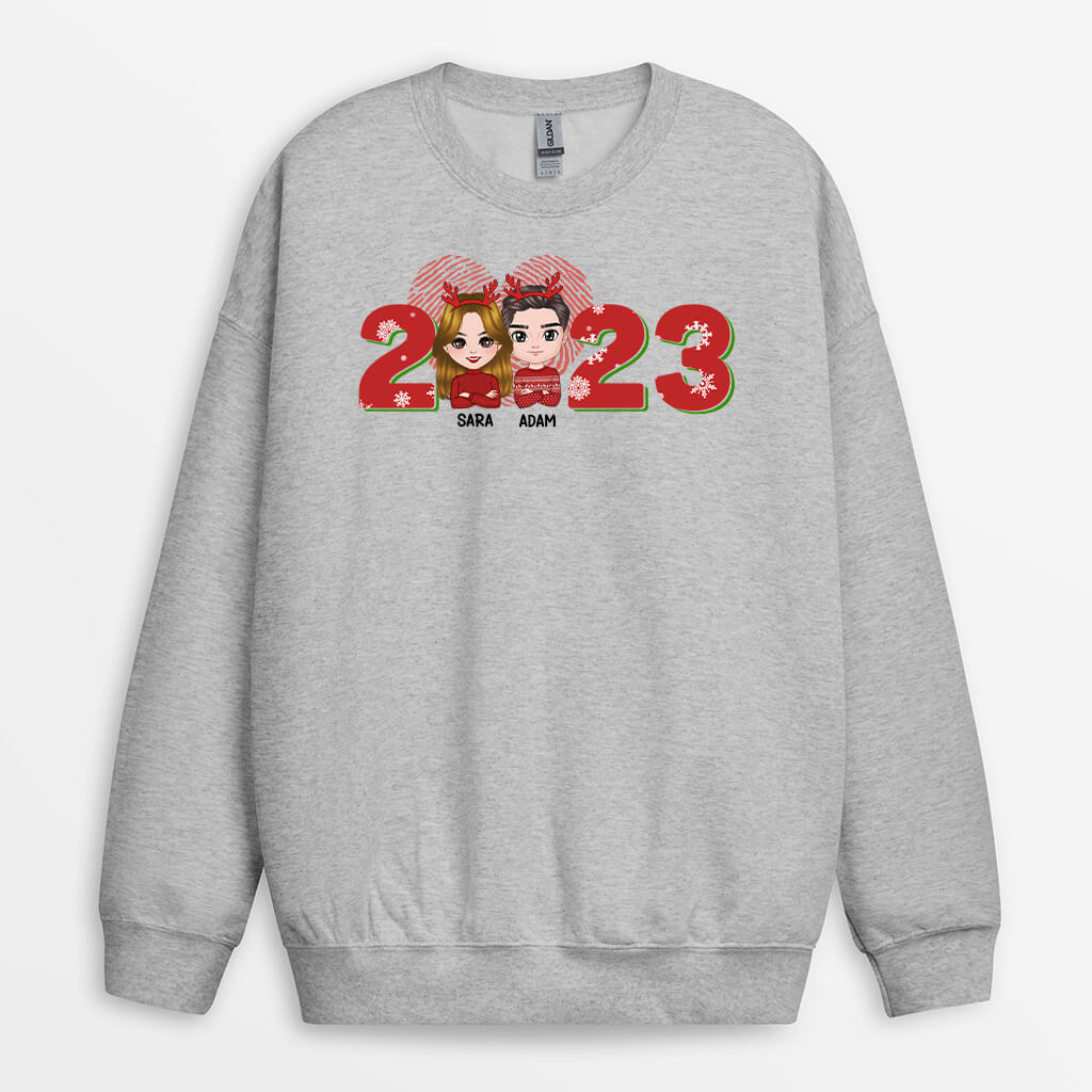 Personalized Christmas Couple Personalized With LOVE Word Sweatshirt