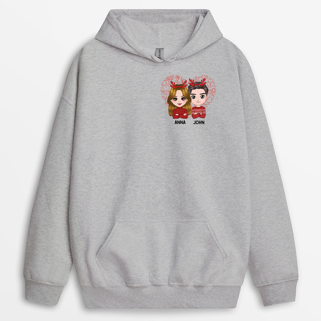 Personalized Christmas Couple Personalized With Heart Hoodie