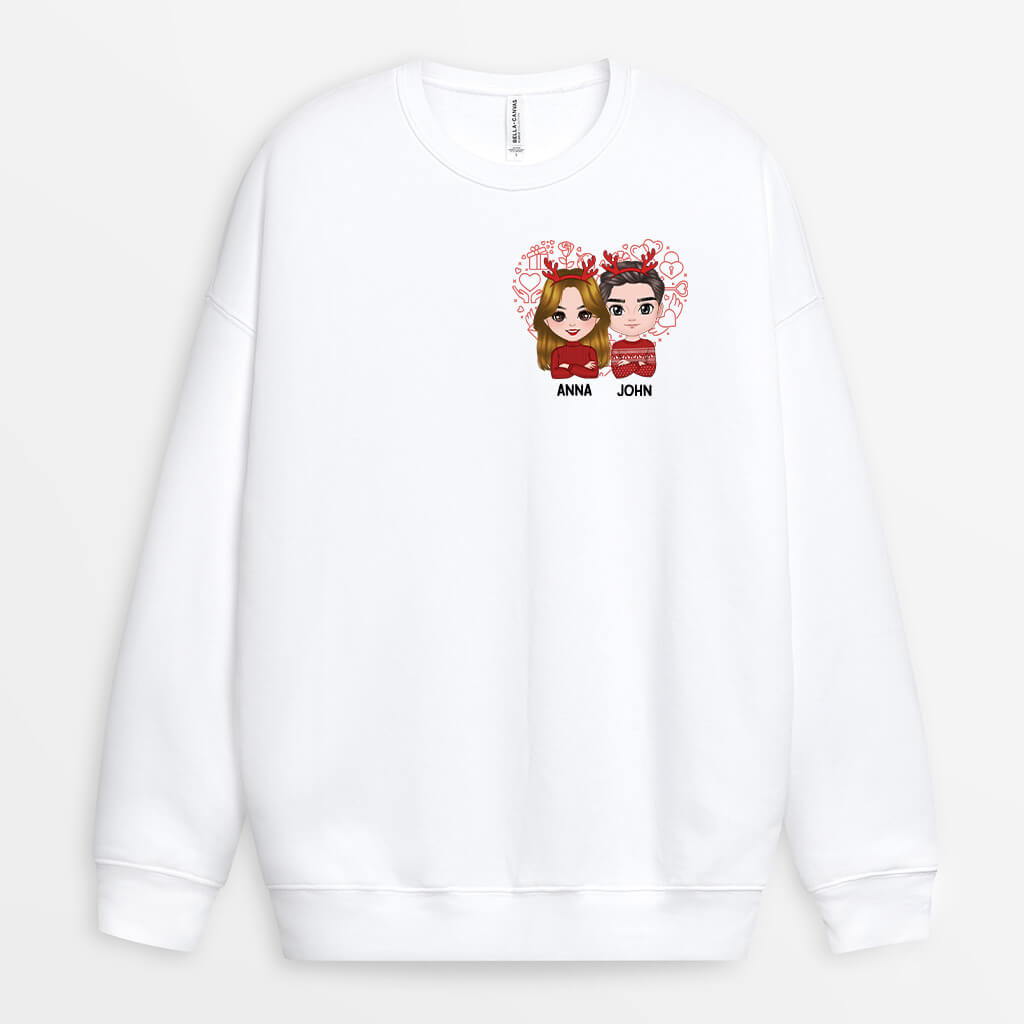 Personalized Christmas Couple Personalized With Heart Sweatshirt