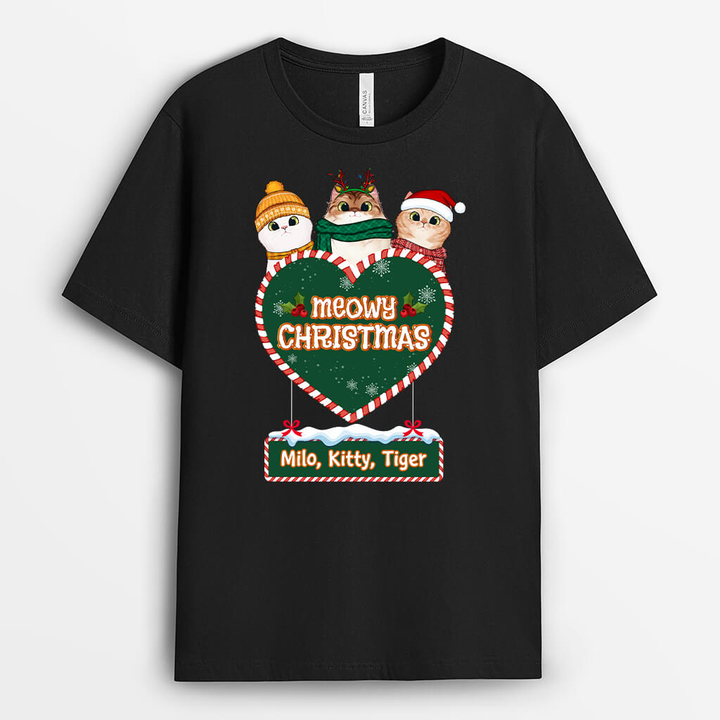 Meowy Christmas - Personalized Merry Christmas Shirt for Cat Lovers