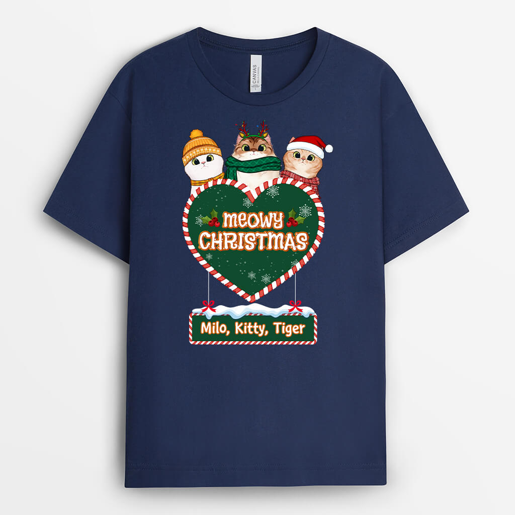 Meowy Christmas - Personalized Merry Christmas Shirt for Cat Lovers