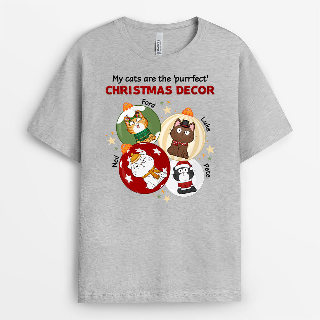 Personalized My Cats Are The "Purrfect" Christmas Decor T-shirt