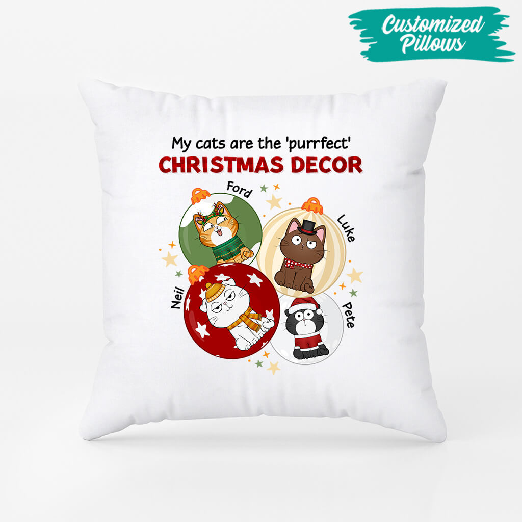 Personalized My Cats Are The "Purrfect" Christmas Decor Pillow