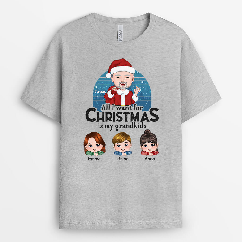 All I Want For Christmas Is My Grandkids - Custom Christmas Tee Shirts