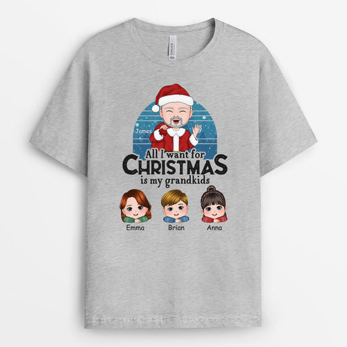 All I Want For Christmas Is My Grandkids - Custom Christmas Tee Shirts