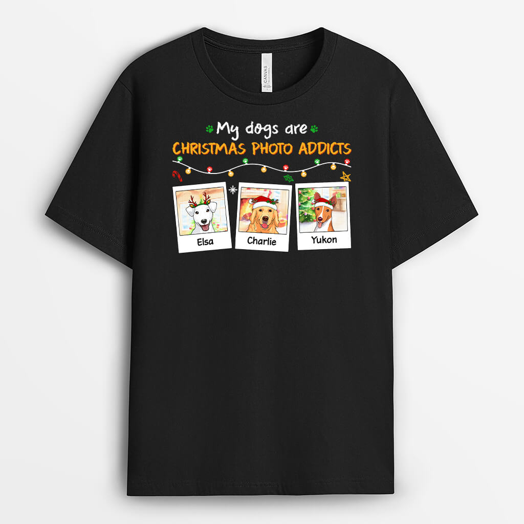 Photo Addicted Dogs - Personalized Vintage Christmas Shirts for Dog Lovers