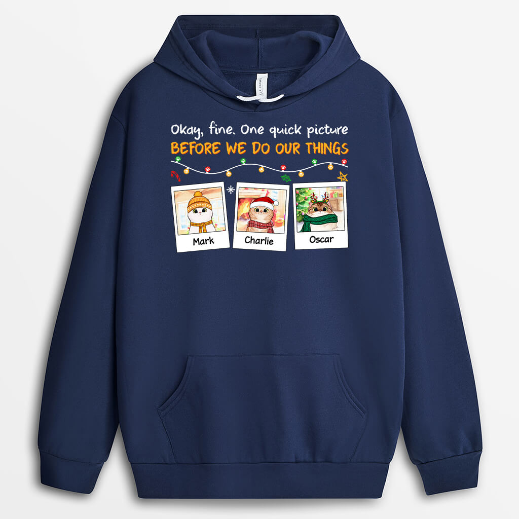 Personalized My Cats Are Christmas Photo Addicts Hoodie