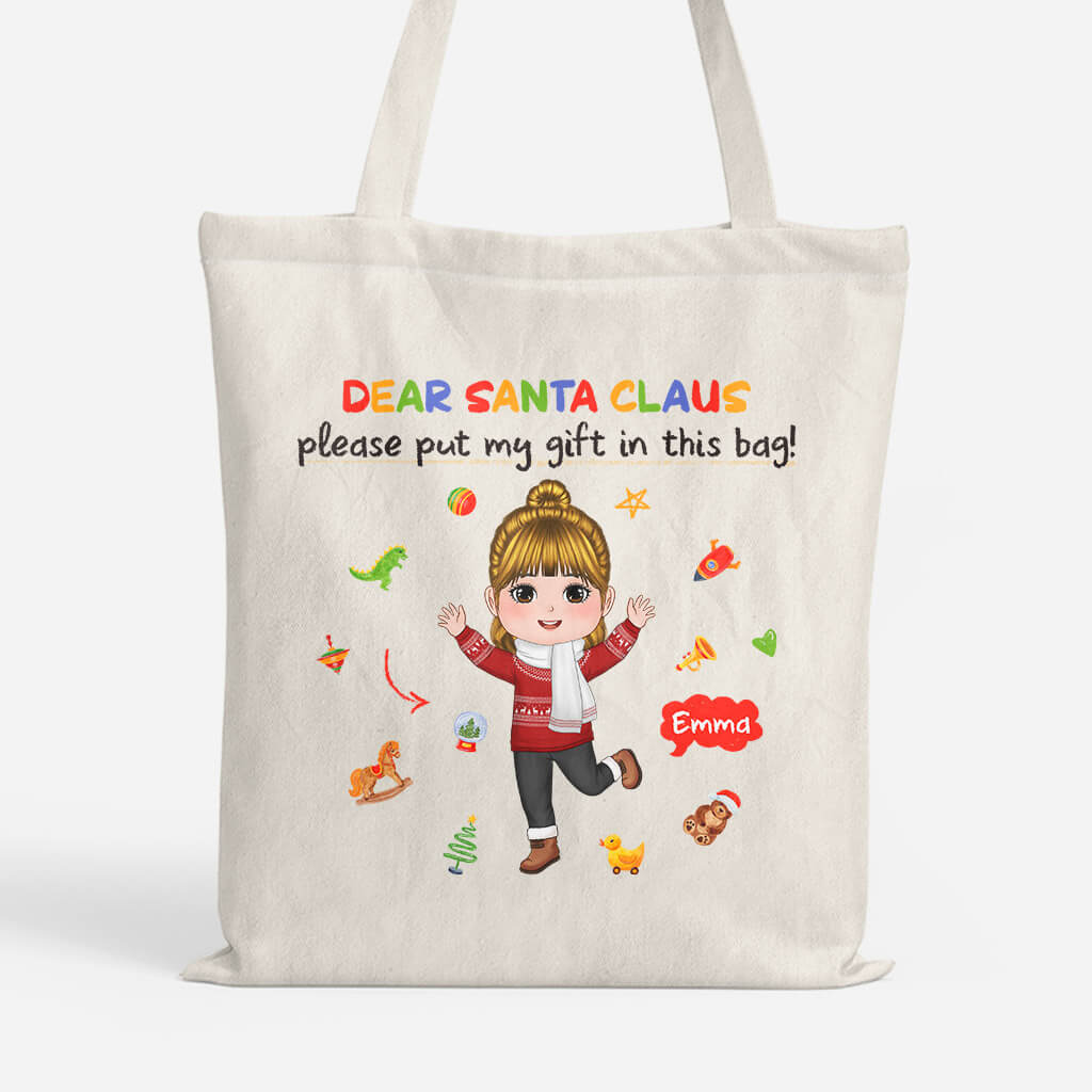 Personalized Dear Santa Claus Please Put My Gift In This Bag Tote Bag