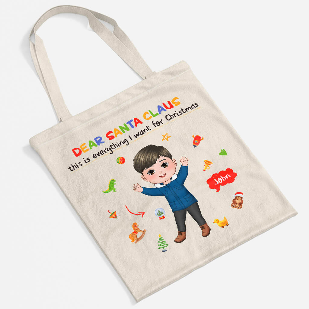 Personalized Dear Santa Claus Please Put My Gift In This Bag Tote Bag