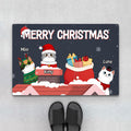 Personalized Merry Christmas Cat Door Mat