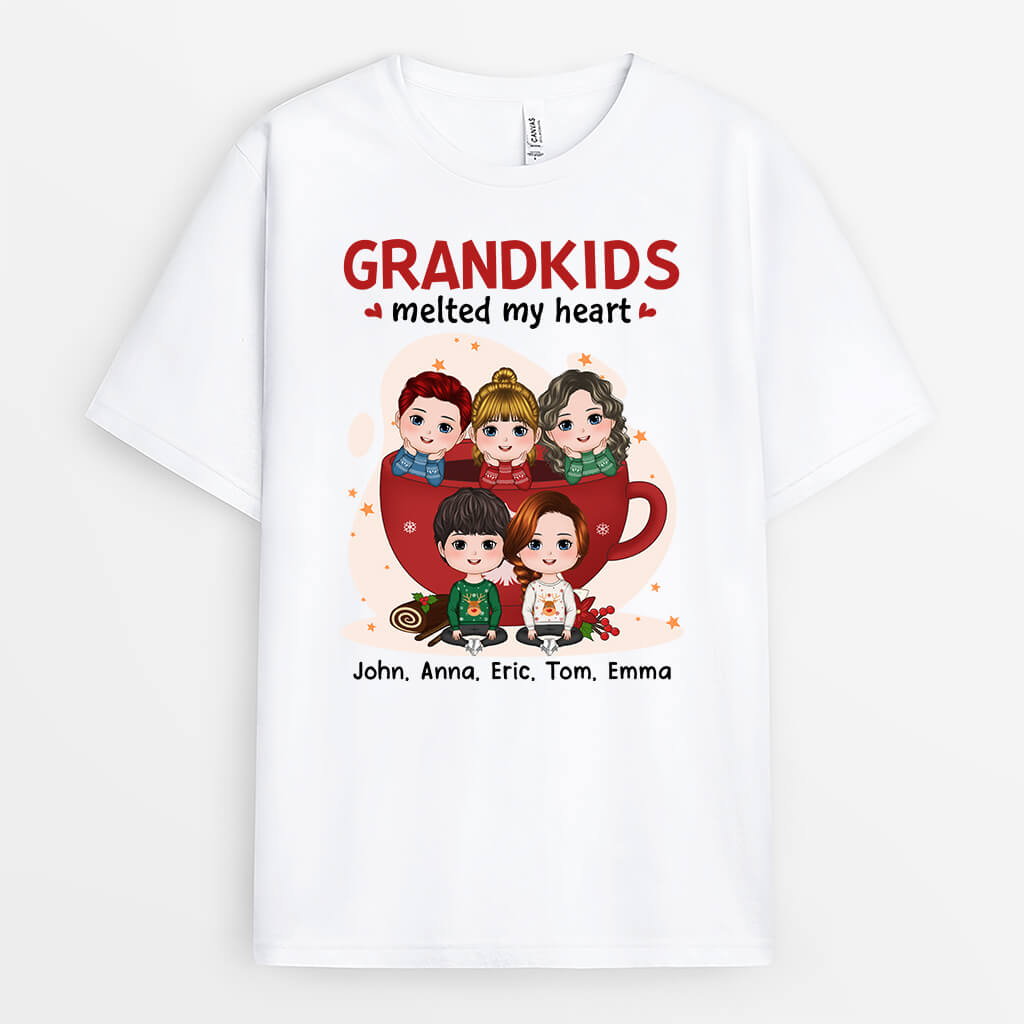 Grandkids Melted My Heart | Customized Christmas Themed T Shirts